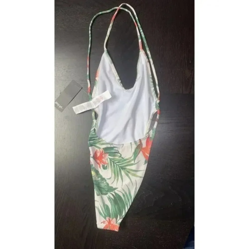 NWT Nasty Gal Just Sayin' High Palm Tree One-Piece Swim Suit - Picture 4 of 4